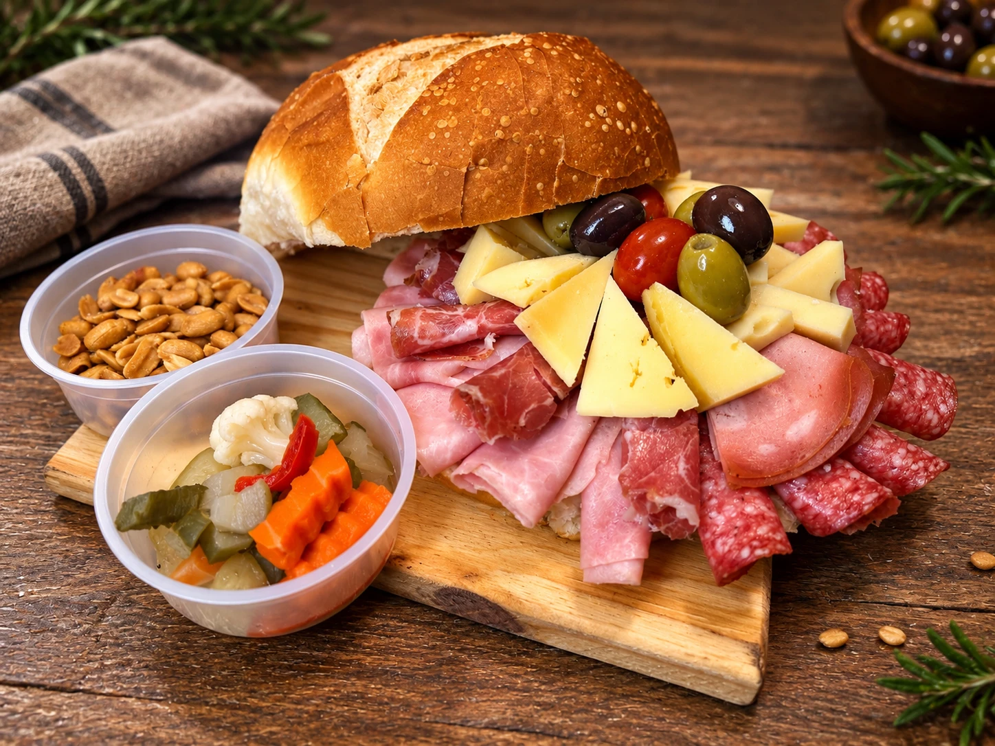 Picada Punto. de partida con bondiola, salame, jamón cocido, mortadela y quesos