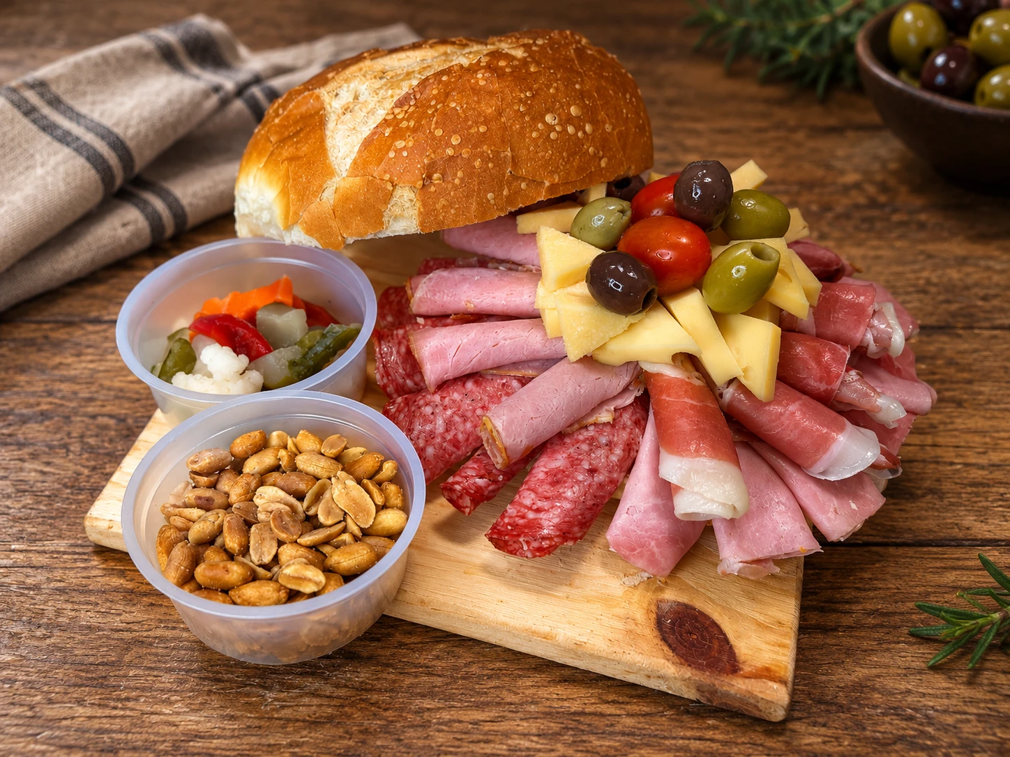 Picada Punto. de encuentro con salame, jamón cocido, jamón crudo, lomito y quesos